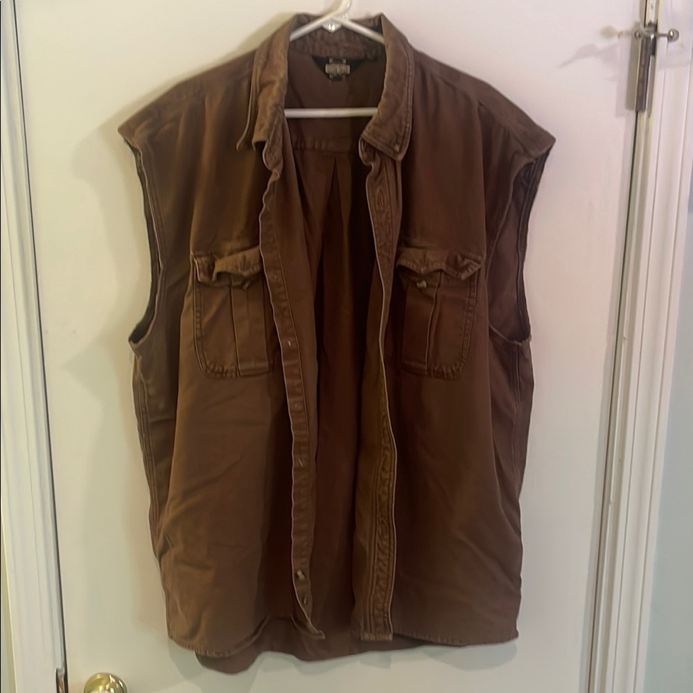 Brown Utility Vest Sleeveless Design